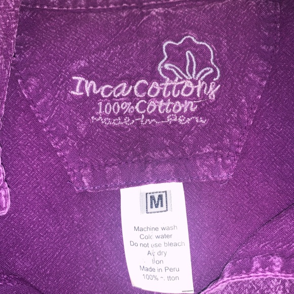 Inca Cottons Purple Embroidered L/S Prairie Boho Top, M - Picture 9 of 9